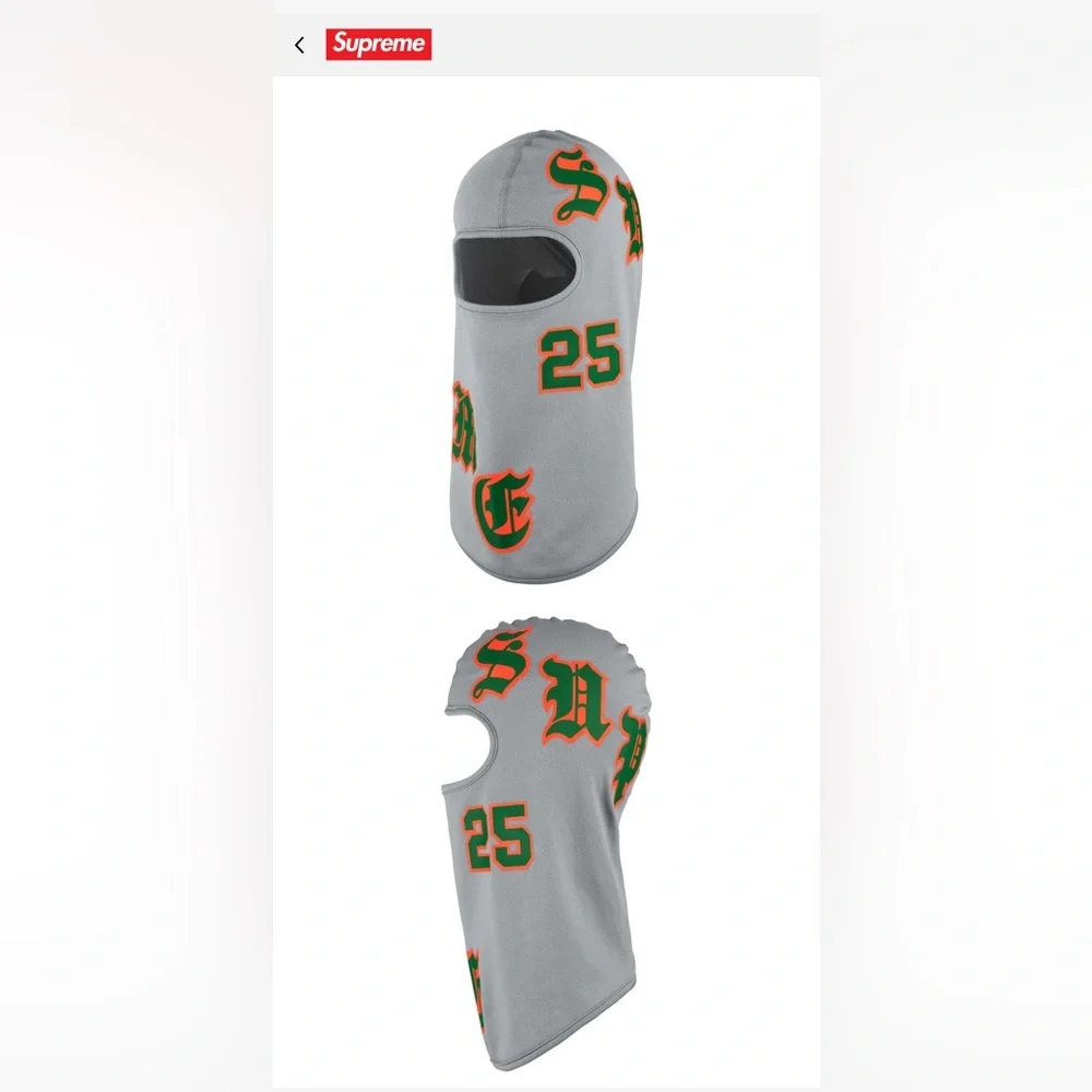 Supreme Gray Balaclava with Green and Orange Accents